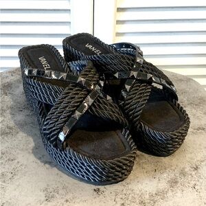 Vaneli Black Woven Women's Platform Sandals Women’s 7.5